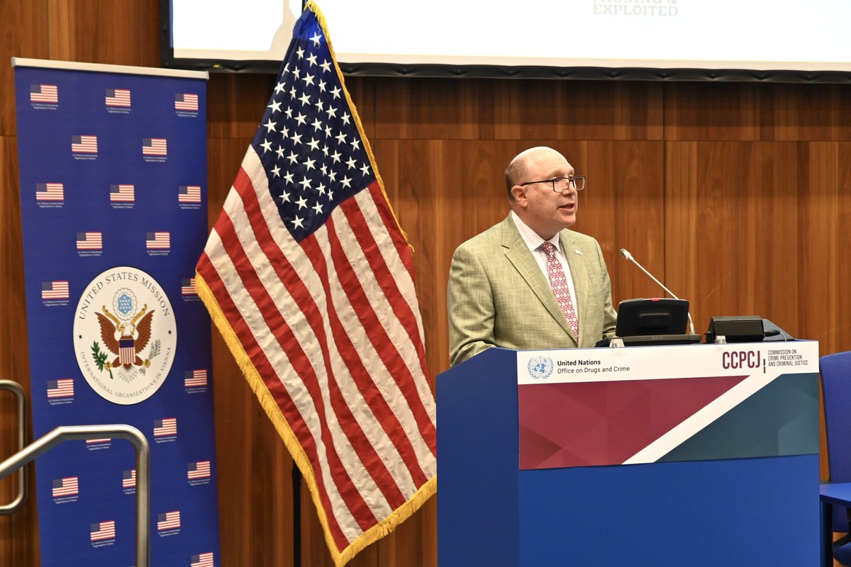 usunvie's tweet photo. The United States is rallying international action at the Commission on Crime Prevention and Criminal Justice with a strong message: countries must do more to disrupt transnational sextortion of children, a crime with real-life consequences that shatters futures.  The United States is leading efforts to protect American children, strengthen cross-border law enforcement cooperation, and hold offenders accountable. #CCPCJ35

@StateINL  @State_IO @NCMEC @TheJusticeDept @HSI_HQ @UNODC