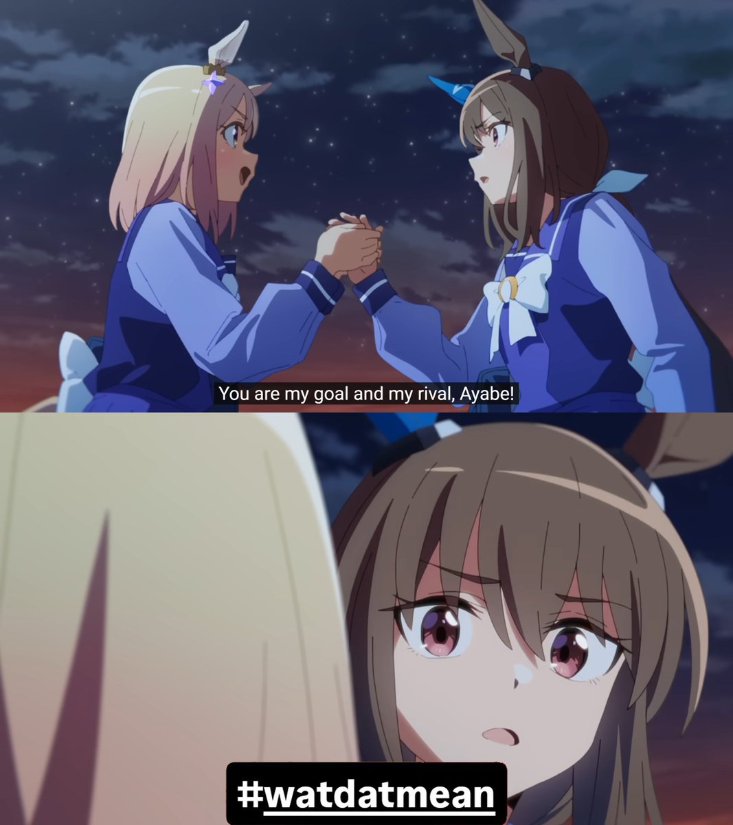 AyabeContent's tweet photo. in retrospect to chapter 51 of star blossom—if it’s not already obvious, calling someone your rival in the world of umamusume is basically a declaration of love, huh? https://t.co/cSuUYljIl9