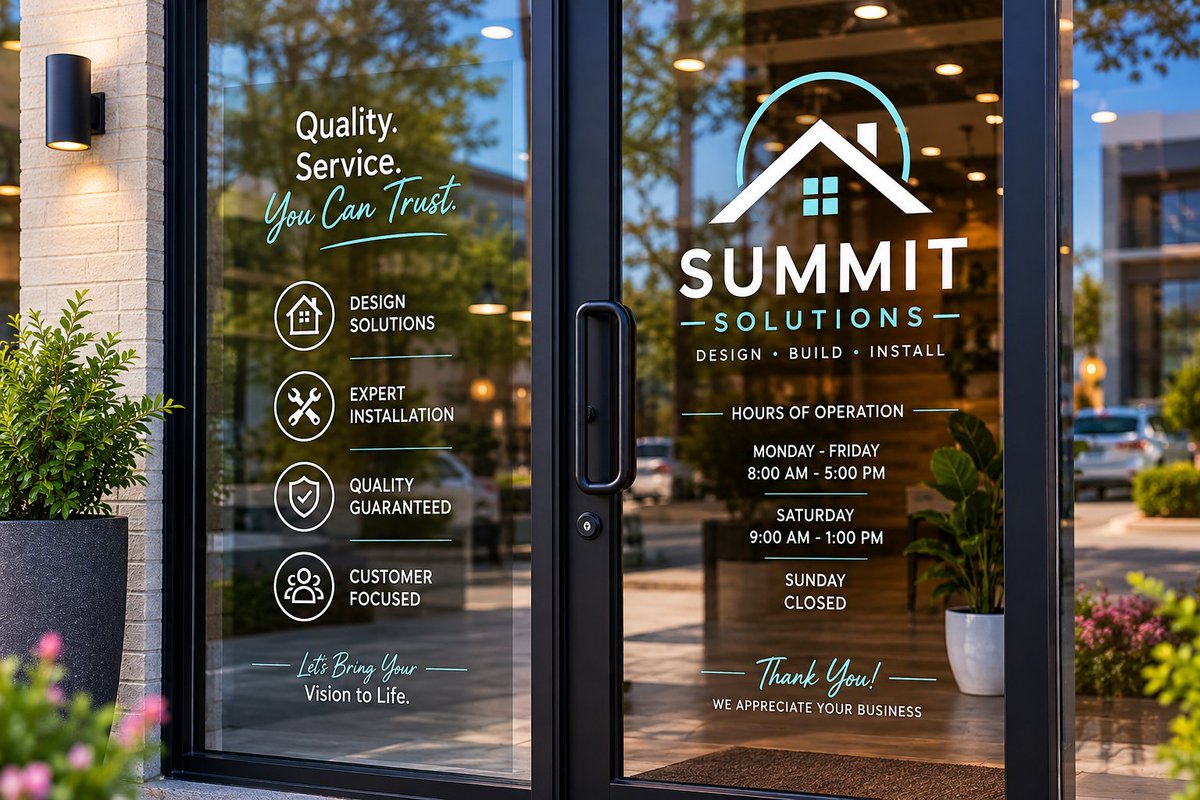 clearlinesigns's tweet photo. Want to brand your storefront glass without a sign permit? Window decals are the move — logos, hours, frosted film, and promotional graphics. Installed in minutes, lasts 5–7 years outdoors.

https://t.co/lBEcz3v42P https://t.co/1SGvQpK7u9