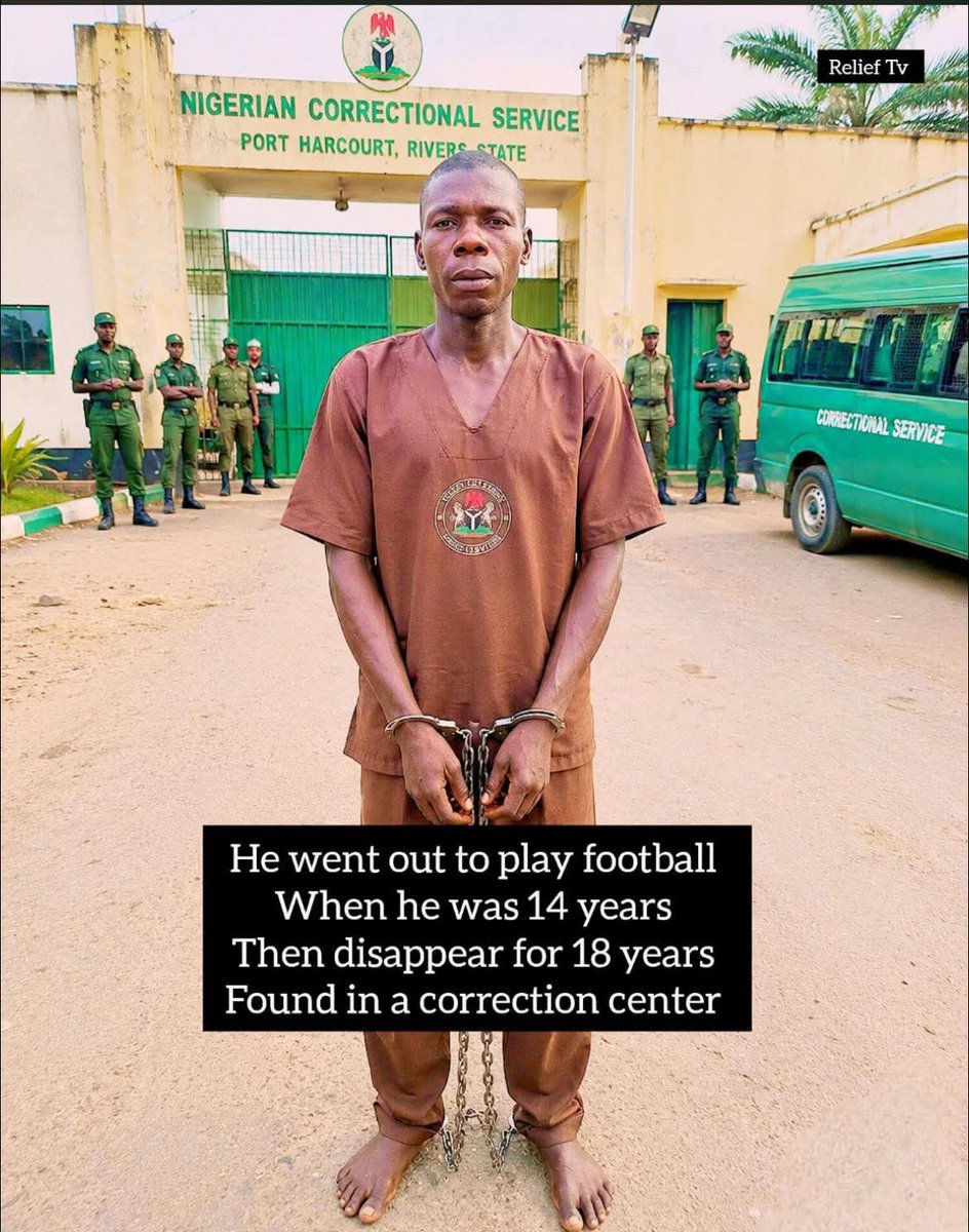 BSAT_Properties's tweet photo. HE LEFT HOME TO KICK A BALL AT 14. THEY FOUND HIM IN PRISON 18 YEARS LATER.

Nigeria, someone explain this.

2007. A 14-year-old boy named Gospel Uabari Kinanee stepped out to play football with friends. Normal day. Normal child. Normal game.

He never came back.

His family turned everywhere upside down. Hospitals. Police stations. Churches. Mortuaries. Every rumour, they chased it. Weeks became months. Months became years. Still nothing.

The pain broke them completely. His parents sold everything they owned searching for their son. They dïêd without ever finding out what happened to him. 

Everyone eventually accepted the worst.

Then, eighteen years later — not one, not five, not ten — EIGHTEEN YEARS — his elder brother got a phone call.

"We found your brother."

Found him where?

In a correctional facility in Rivers State.

The boy who vanished at 14 had been behind bars the entire time. When family members asked for records, there were reportedly no clear answers. No family visits. No one looking for him. No voice. No hope. Just years disappearing silently, one after another.

But the most devastating part isn't even the prison.

It's what eighteen years inside did to him.

He now struggles to recognise his own family. He cannot properly explain what happened to him or where his life went.

Eighteen years. Gone. Just like that. 

If this story is true, every Nigerian should be asking the same questions right now.

How does a child vanish inside a system meant to protect him? How many others are sitting somewhere at this moment, waiting for someone to remember they exist?

Today it is Gospel. Tomorrow it is someone's brother. Someone's son. Someone's father.

This is not just one man's story. This is about justice. About accountability. About a system that is supposed to protect people — not quietly swallow them whole.

What is your reaction to this? Drop it below.