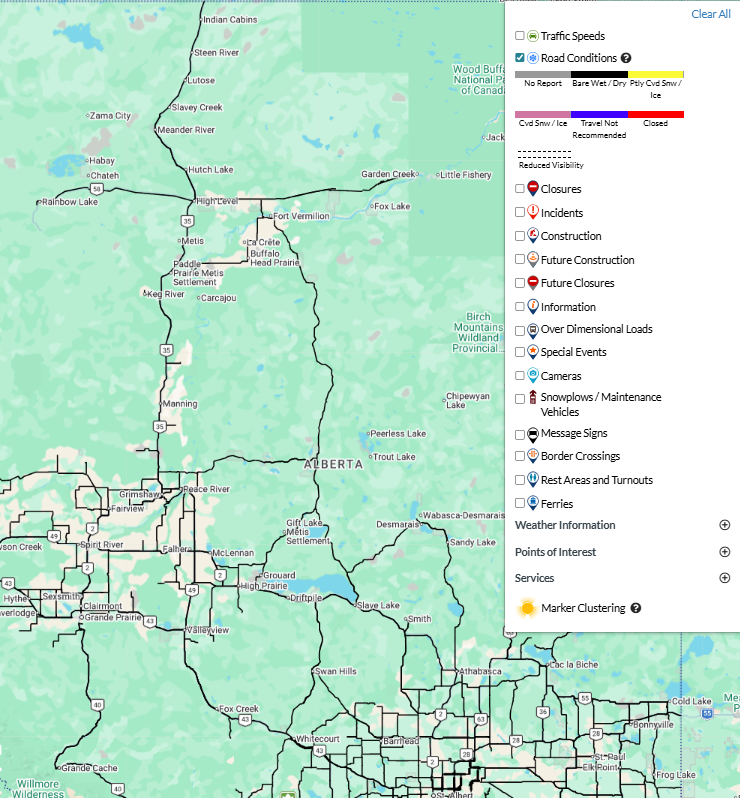 LaPrairieWorks's tweet photo. 511 Conditions Snapshot – Northern Alberta (8:15am): Bare-dry conditions in the north this morning. Drive with caution and adjust travel speeds accordingly. Conditions may change. Check 511 Alberta for updates. https://t.co/pFWvqM2QKK https://t.co/RqAh24Am0p