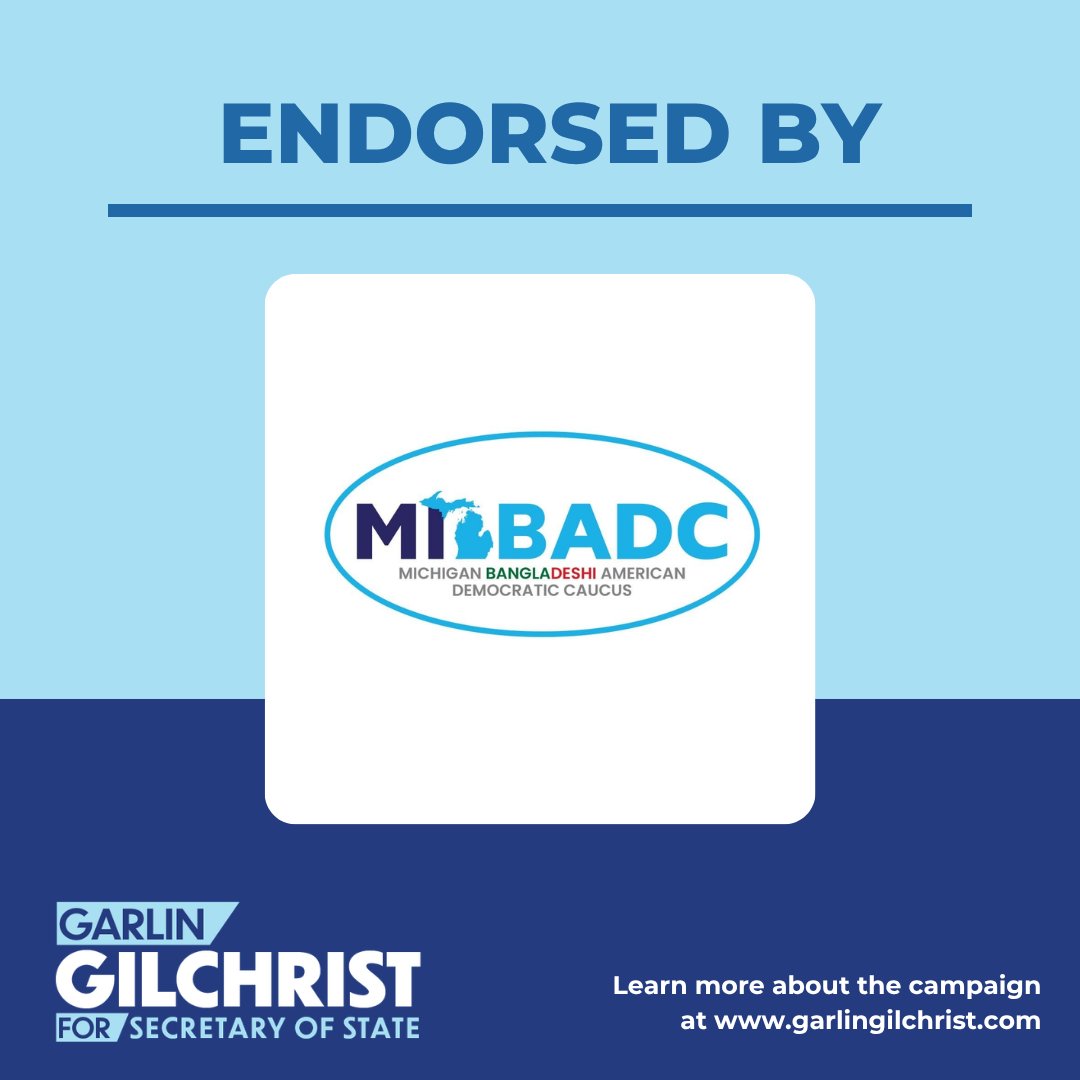 garlin's tweet photo. I’m honored to have the endorsement of the Michigan Bangladeshi American Democratic Caucus. Michigan is strongest when every community has a voice, every eligible voter can make that voice heard, and every person can trust that their government will deliver for them and serve their needs. #StandTALL