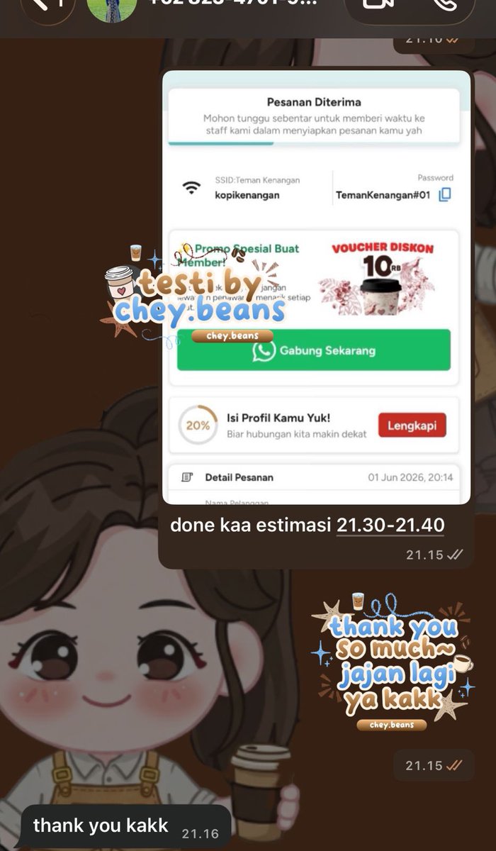 cheybe4ns's tweet photo. Testi kopkennn by chey
order ke wa di bio!

tags. jasa order wts wtb promo kopken murah
#zonauang #zonajajan https://t.co/JTa9N5H2MO