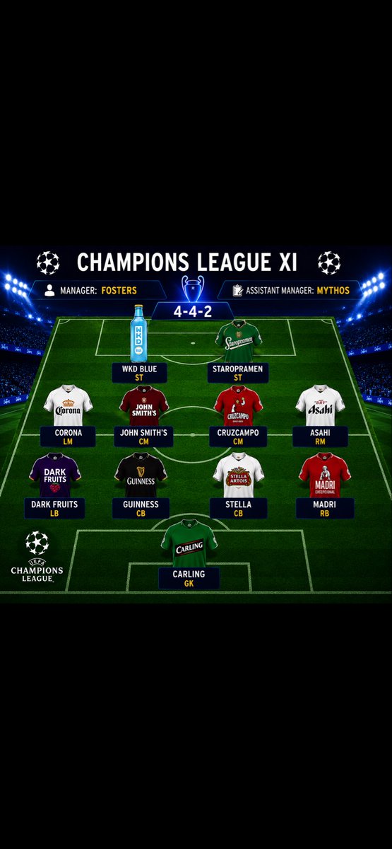 harleyj10713883's tweet photo. Booze starting 11
How do we improve this? 
@sportbible @ladbible https://t.co/bRv0SdglGO