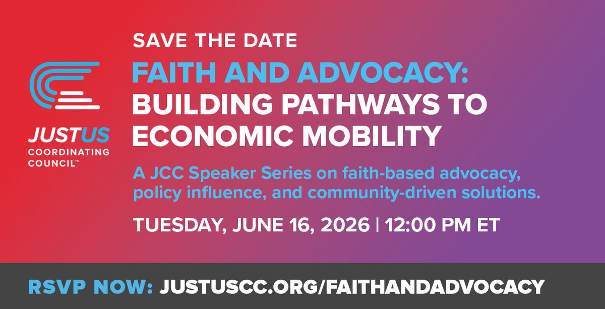 JustUSCouncil's tweet photo. Join the JCC Speaker Series on Tuesday, June 16 at 12PM ET for Faith and Advocacy: Building Pathways to Economic Mobility. Register now: https://t.co/O1XbVlYAuD https://t.co/24iI7Gbruc