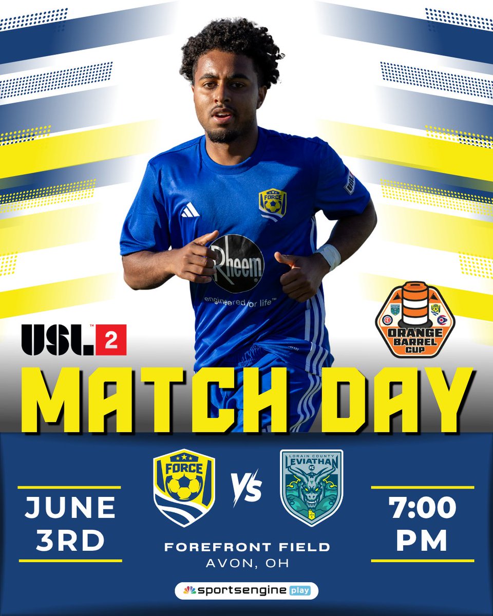 ClevForceUSL's tweet photo. 🟠🏆 Orange Barrel Cup Rivalry Night 🏆🟠

Cleveland Force SC hits the road tonight for another chapter in the Orange Barrel Cup rivalry as they take on Lorain County Leviathan FC.

📍 Forefront Field
⏰ Kickoff: 7:00 PM
🎥 https://t.co/ibMSzAty2t

#CHIRP #OrangeBarrelCup https://t.co/GhmjvnkbE8