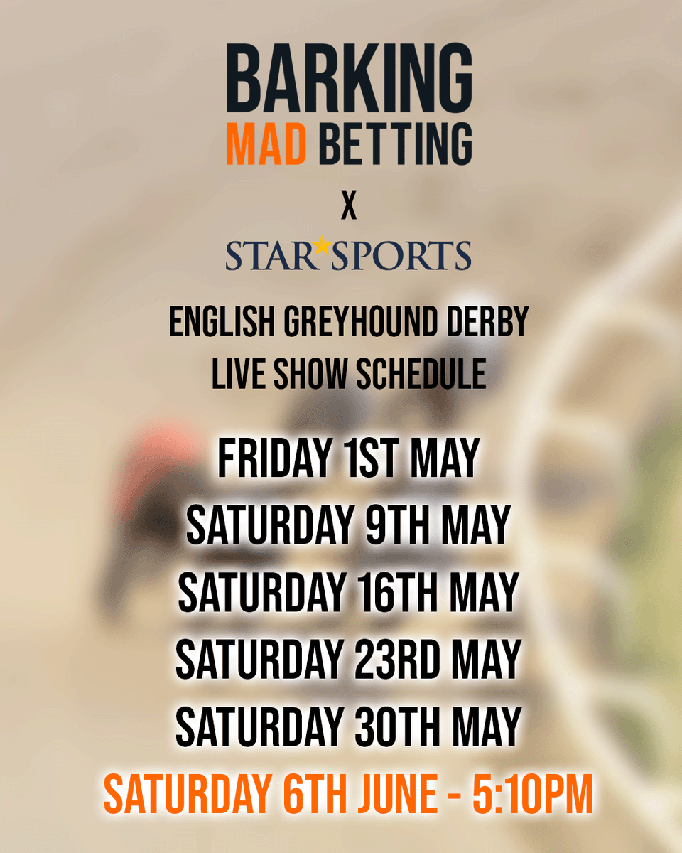 barkingmadryan's tweet photo. SATURDAY 6TH JUNE | 5:10PM | WE GO LIVE FOR THE @StarSports_Bet ENGLISH GREYHOUND FINAL!

Big Races, Big Crowds and BIG BETS!

Join us at @TowcesterRaces or on our livestream linked below!

https://t.co/OOrjTFu5cj

It's going to be a historic night.

#greyhoundracing #livestream https://t.co/Ck2HtkGsJ1