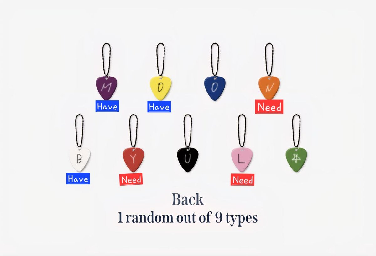 EllyTheMoo's tweet photo. (Pls RT)
WTT Moonbyul Live House merch guitar pick keyrings

Have: M, O (yellow), B
Need: N, Y, L

Can trade at these concerts:
Seoul / San Jose / Kent / Singapore 
(likely) Kaohsiung, Macau, HK

Please DM if keen to trade!

#MAMAMOO #마마무 https://t.co/wdiFiAaZ0C