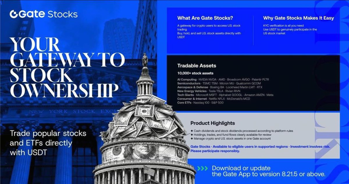 Chart_Society's tweet photo. 🚀 Gate Stocks متاحة الآن!

تداول الأسهم الأمريكية (ETFs) باستخدام USDT — دون الحاجة إلى فتح حساب لدى وسيط أجنبي.

✅ أكثر من 10,000 سهم وصندوق
✅ وصول مباشر إلى أسواق NYSE و Nasdaq
✅ بدون رسوم إيداع

📱 انتقل إلى: TradFi → Stocks

👉 سجّل الآن:  )https://t.co/qiEjHKRbfm) https://t.co/HGQsNvQIwB