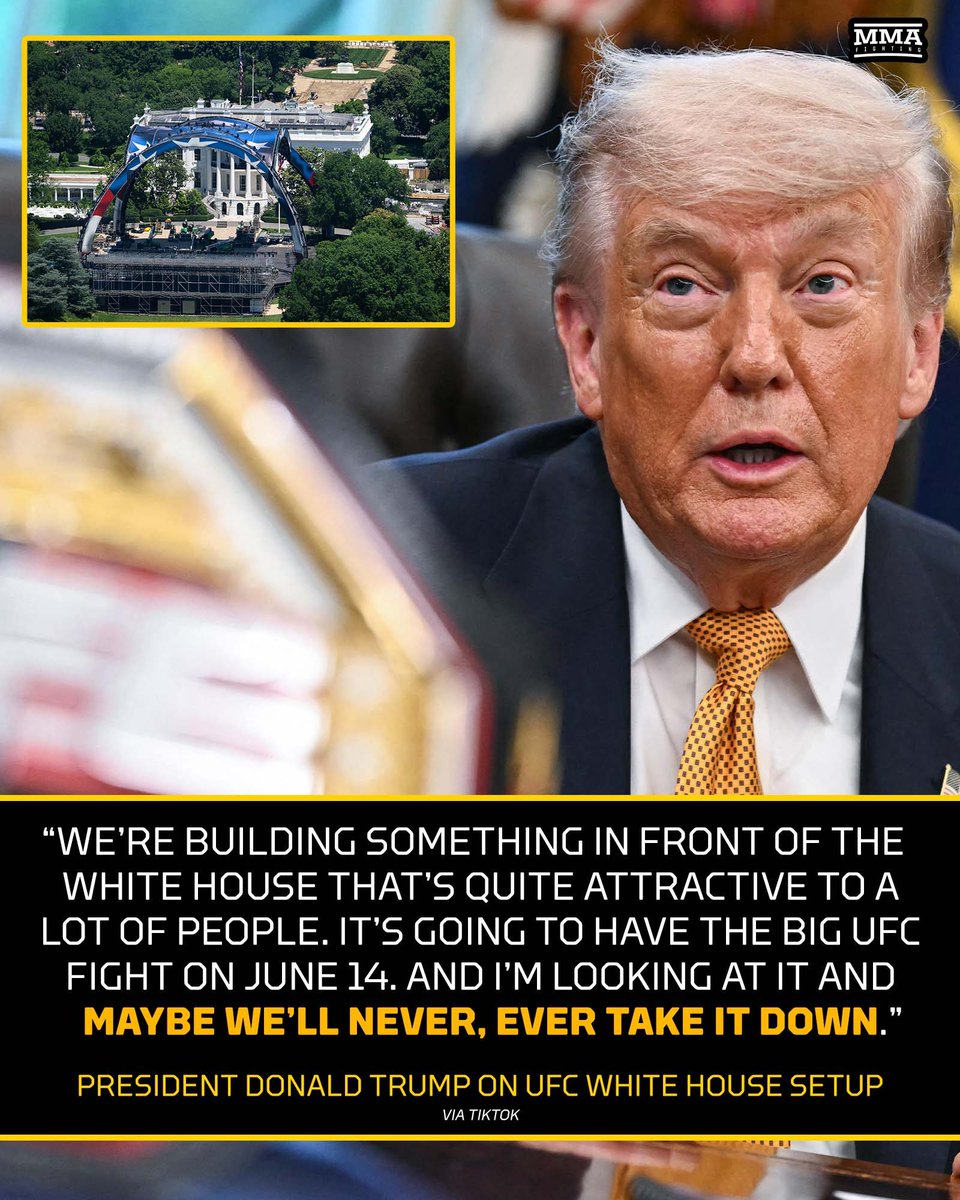 MMAFighting's tweet photo. President Donald Trump proposes making UFC White House setup permanent. 👀 🇺🇸

📰 https://t.co/wNlvGgzeoW https://t.co/1NuKbJCdNg