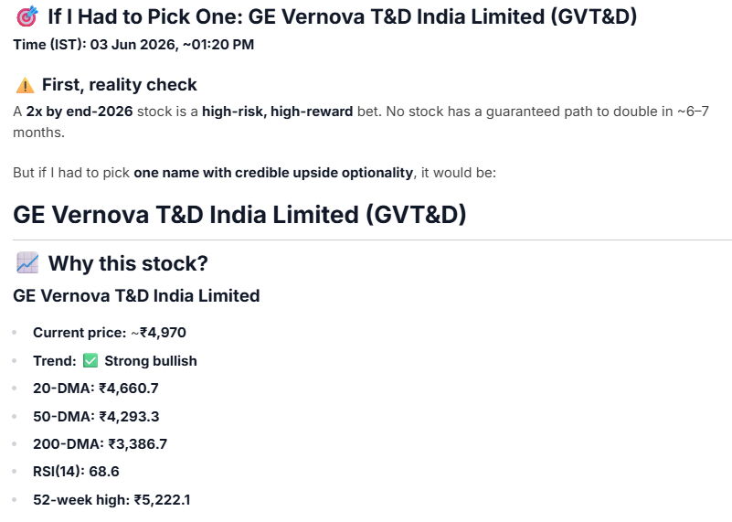 Ramrakesh's tweet photo. @Sachan8574 https://t.co/sw7QvFQXVQ has picked through https://t.co/UmJNaSGeVk — simplifying stock analysis using AI prompts 📈

https://t.co/J1uToKwans

GE Vernova T&amp;D India Limited. The valuations looks logical and reasonable. https://t.co/f1YG10tp8f