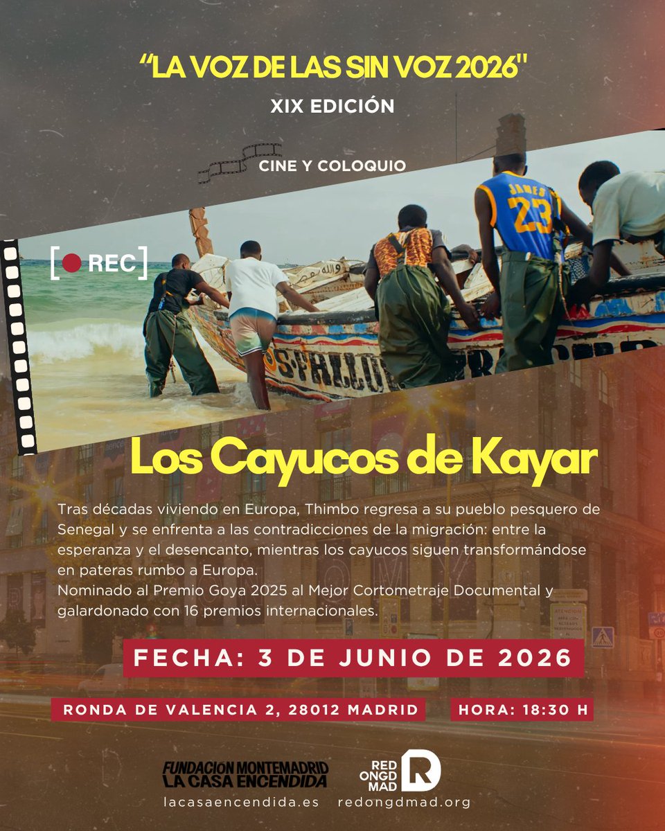 redongdmadrid's tweet photo. En unas horas iniciamos la XIX edición del ciclo de cine La Voz de las Sin Voz, con la proyección de #LosCayucosDeKayar. Te esperamos en
@LaCasaEncendida en Ronda de Valencia 2, a las 18:30
https://t.co/r5nVLxhykp https://t.co/DNuDOhSWY2