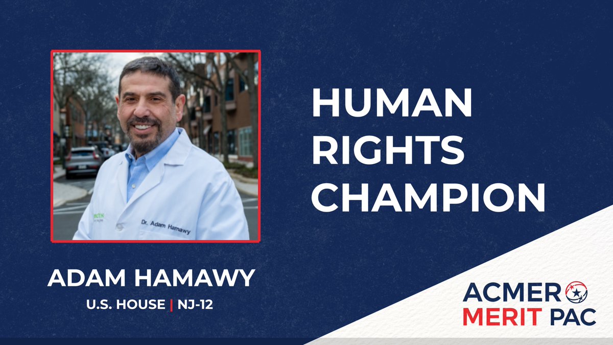 ACMER_US's tweet photo. New Jersey made the right call. Congratulations to Dr. Adam Hamawy on winning the Democratic Primary! 

A 9/11 first responder, combat surgeon, and volunteer physician in Gaza, Dr. Hamawy is exactly the human rights champion Congress needs. ACMER is proud to stand with him. https://t.co/aNck0TPoBA