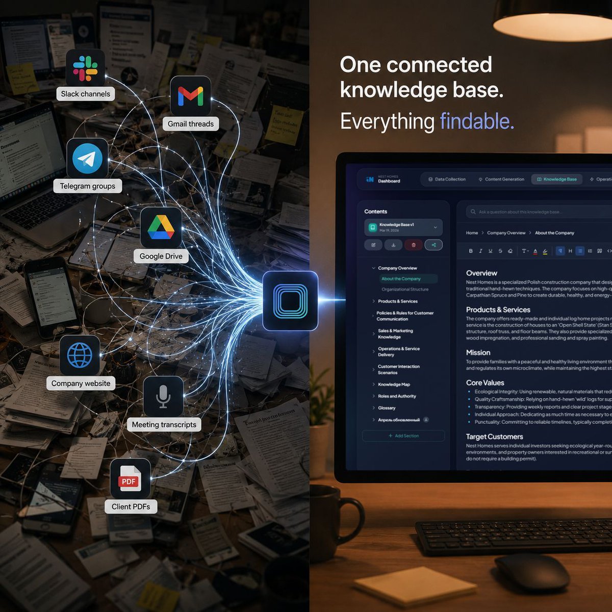 knowstack's tweet photo. Your team's knowledge isn't in one place. It's everywhere.
Slack, Gmail, Telegram, Drive, your website, PDFs.
KnowStack connects all of them at once
and turns everything into one searchable knowledge base.
Knowledge lives where your team works.
Now it's finally findable. https://t.co/8gh9kknhat