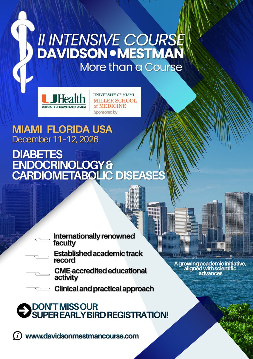 CursoDavidson's tweet photo. 🚨 Don’t Miss Our Super Early Bird Registration!
Join a growing international academic initiative bringing together leading experts in diabetes, endocrinology &amp; cardiometabolic diseases 
✨ CME-accredited educational activity

📅 December 11–12, 2026

🔗 https://t.co/jK5AnMsXyM https://t.co/llUC47S9kr