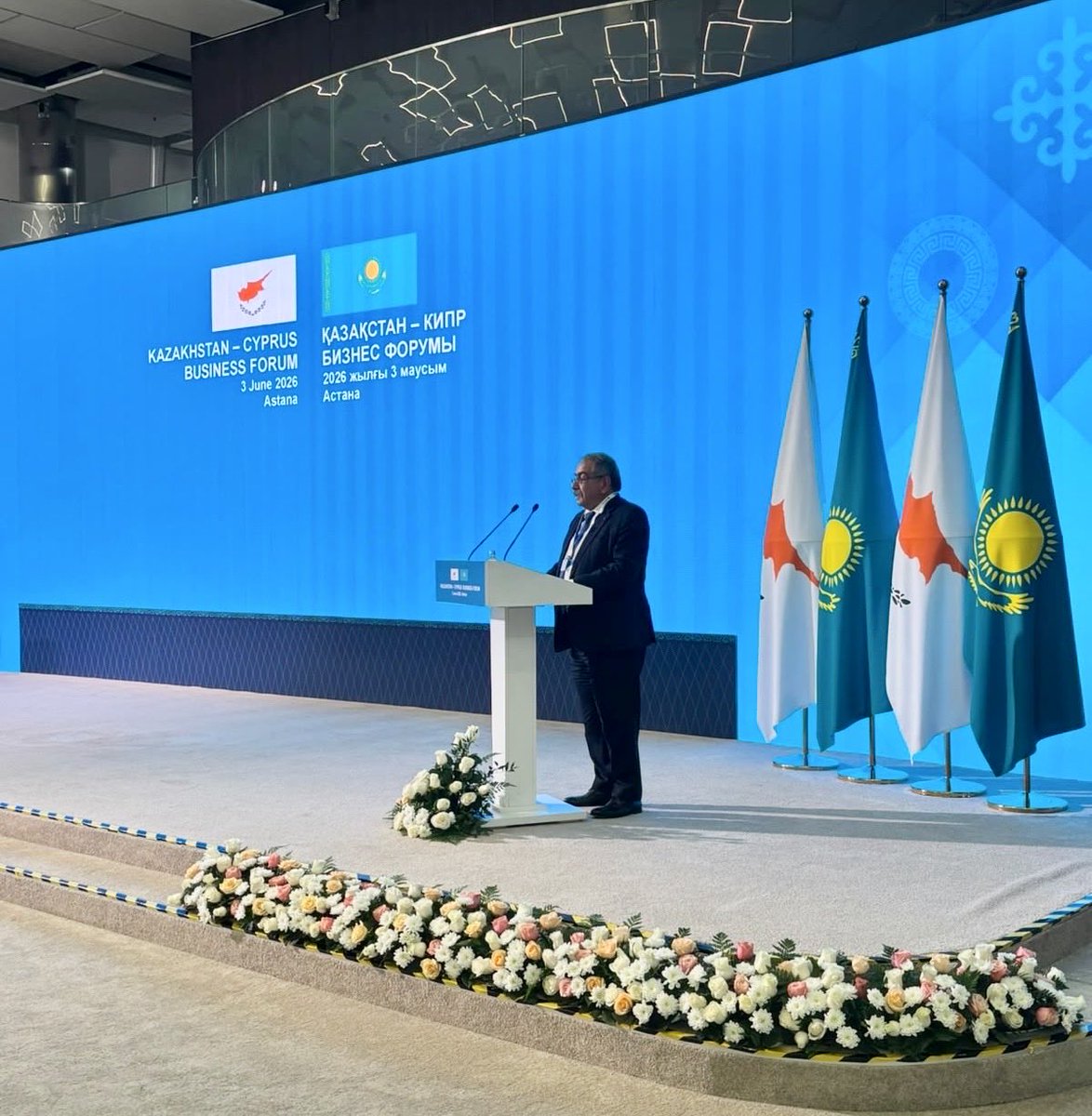 CCCI_Cyprus's tweet photo. The Cyprus Chamber of Commerce and Industry organised a business delegation to Astana, on the sidelines of the first official visit of the President of the Republic of Cyprus to Kazakhstan.

The delegation participated in the Kazakhstan–Cyprus Business Forum, a landmark event aimed at strengthening economic and business relations between the two countries.

A key milestone was the signing of a Memorandum of Understanding between the CCCI and the Chamber of International Commerce of Kazakhstan, marking an important step towards closer collaboration between the two business communities.

In his remarks, Mr. Stavros Stavrou @sastavrou, President of the CCCI, stressed that the Forum provides a valuable platform to move beyond discussions and towards practical cooperation. He noted that its true success will be measured by the contacts established between companies, the partnerships developed, and the business opportunities that follow.

High-level interventions by H.E. the President of the Republic of Cyprus, Mr. Nikos @Christodulides , and the Prime Minister of the Republic of Kazakhstan, Mr. Olzhas Bektenov, reaffirmed the shared commitment to deepen bilateral economic cooperation and create new opportunities for trade, investment, and connectivity.

The Forum also featured contributions from government officials, business leaders, and key organisations from both countries, including the Deputy Minister of Research, Innovation and Digital Policy of Cyprus Dr. Damianou @NicDamianou , the President of the Cyprus–Kazakhstan Business Association Mr. Markides, and representatives from KazCIC, Kazakh Invest, Air Astana, QazTrade, the Astana International Financial Centre, and Astana Hub.

The Forum highlighted strong potential for cooperation in investment, technology, energy, agriculture, logistics, shipping, the digital economy, and innovation, and concluded with B2B meetings and networking between Cypriot and Kazakhstani companies.

The CCCI looks forward to continuing its close cooperation with its Kazakh partners and supporting long-term, mutually beneficial business partnerships.