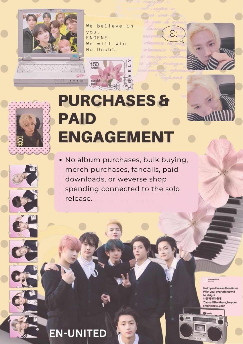united_protest's tweet photo. Please read the entire thread before interacting. Every poster covers an important point regarding the boycott. 🧵👇🏻

Everything about this solo debut has already been confirmed for months now. Korean media outlets reported it, BELIFT LAB acknowledged the preparations, EVAN’s Weverse community was opened, and Heeseung himself confirmed it during his fan meeting in Japan. This is no longer speculation; the promotion cycle started a long time ago.

That’s why this boycott only works if people actually stop engaging. Companies track everything: streams, views, searches, reposts, edits, discussions, and overall online activity. Even “just one stream” or hate tweets still help push the release further through algorithms.

Negative attention is still attention. Fan wars, reaction posts, ironic memes, and nonstop discourse only keep the comeback circulating online.

If the goal is to make a statement, silence is far more effective than loud online chaos. No streaming, no unnecessary discussions, no official audio usage, and no feeding the same promotion cycle people claim to boycott. Low engagement and visible fandom absence will always speak louder.
