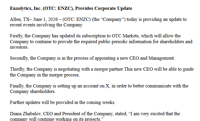 PikachOTC's tweet photo. $ENZC Added 0008. Merger incoming to an old cult stock = a banger https://t.co/flvM3DQyLM