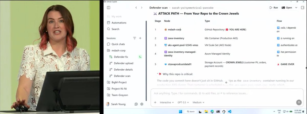 _sarahyo's tweet photo. I'm a *tiny* bit biased but of course the best thing in the #MSBuild keynote was the MDASH demo! You can re-watch the keynote here:
https://t.co/0G8hxYbOMY
And the full #MSSecurity Build blog post is here:
https://t.co/Ucv4JX6NCp https://t.co/8pxpM8NnT4