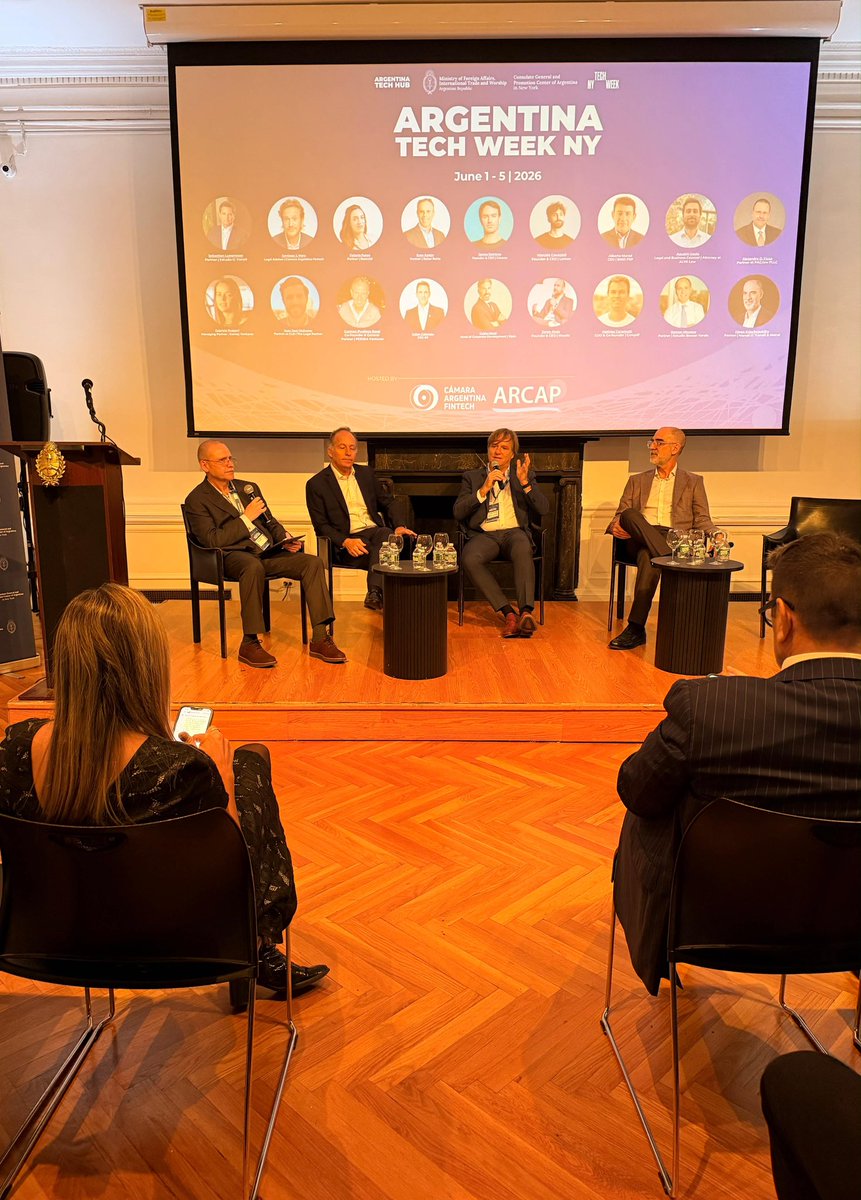 ARGenNewYork's tweet photo. Today at Argentina Tech Hub @Techweek_ , investors, founders &amp;. business leaders came together to explore how Argentina’s new regulatory framework —including RIGI, RIMI, and evolving M&amp;A opportunities— is creating new pathways for investment, growth, and long-term development. https://t.co/cpXi4ErJ7J