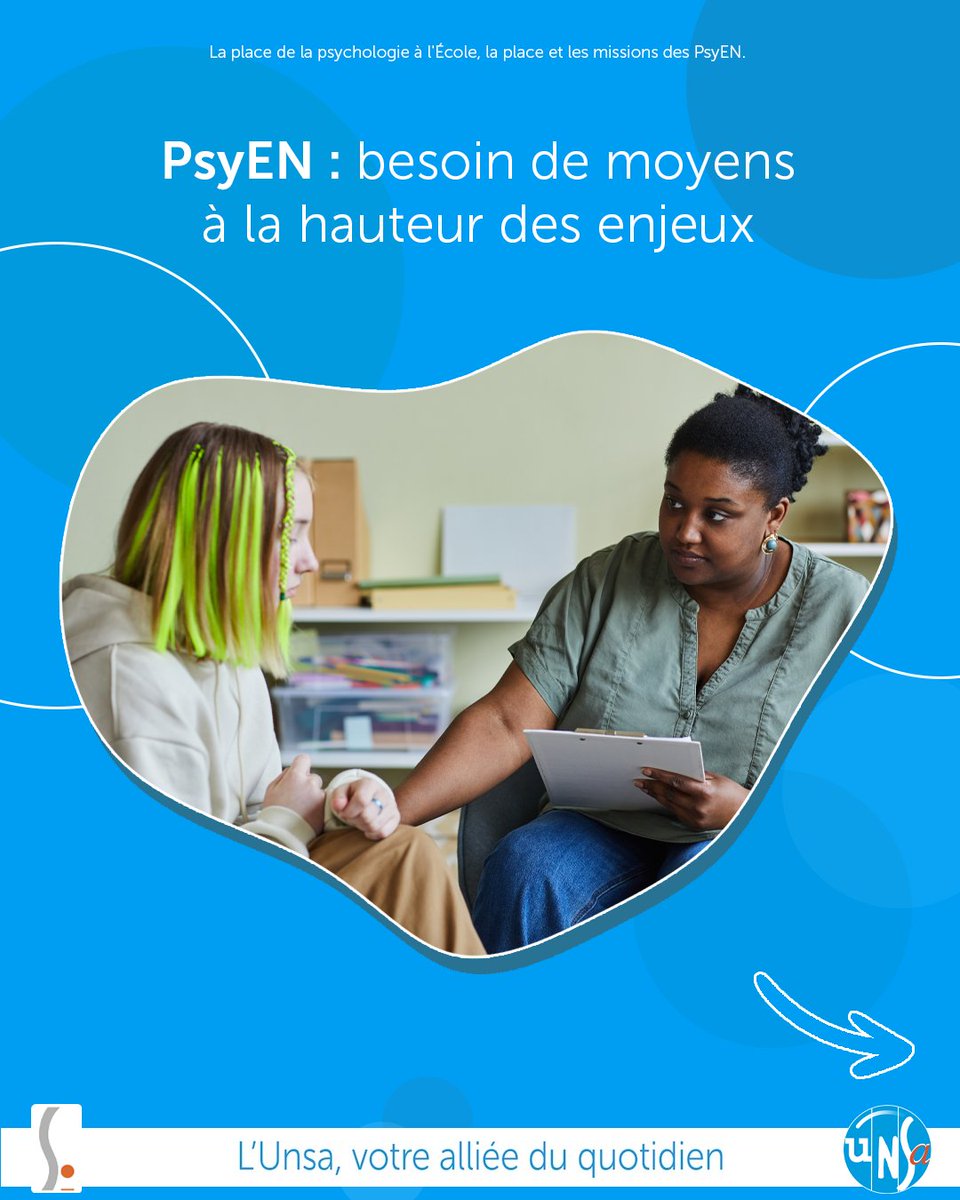 SE_Unsa's tweet photo. 📈 Alors que les besoins en santé mentale des élèves ne cessent d'augmenter, les psychologues de l'Éducation nationale (PsyEN) jouent un rôle essentiel d'écoute, de prévention et d'accompagnement.

On vous explique tout en détail dans notre article 👉 https://t.co/YyEGi49C8c https://t.co/Sh7F1ftgpt