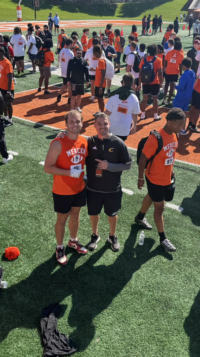 Boogie5614's tweet photo. Thank you Mercer for hosting a great camp today! Great metrics and good looks from other coaches. @DSGBCoachCam @CoachRocket73 @Coach_SMurray @MercerFootball @CottonwoodBears @CchStew #AGTG https://t.co/LnH82DK3uV