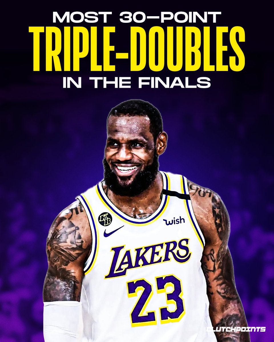 LeBronNationCP's tweet photo. 5 Finals 30-point triple-doubles.

Everyone else? 2 or fewer.

LeBron was built for the biggest stage 👑🐐 https://t.co/CcTJQzKEj8