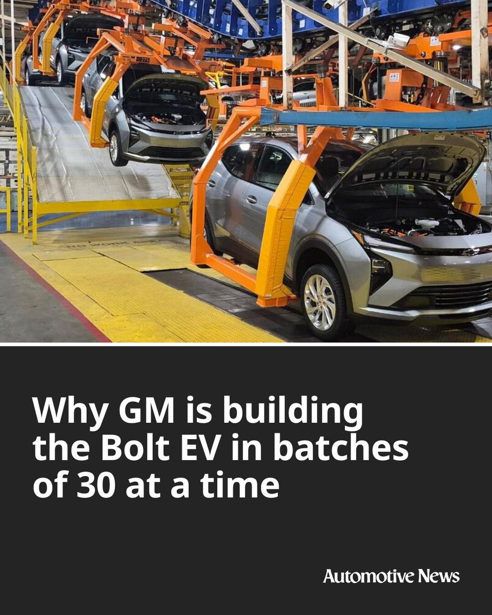 Automotive_News's tweet photo. Workers at General Motors' Fairfax Assembly plant might feel a sense of déjà vu throughout the day as they build one identical Chevrolet Bolt after another, without the ever-changing array of paint colors and add-ons.
#GM #GeneralMotors #ChevyBolt #ChevyBoltEV #BoltEV https://t.co/paxTc8vwlc