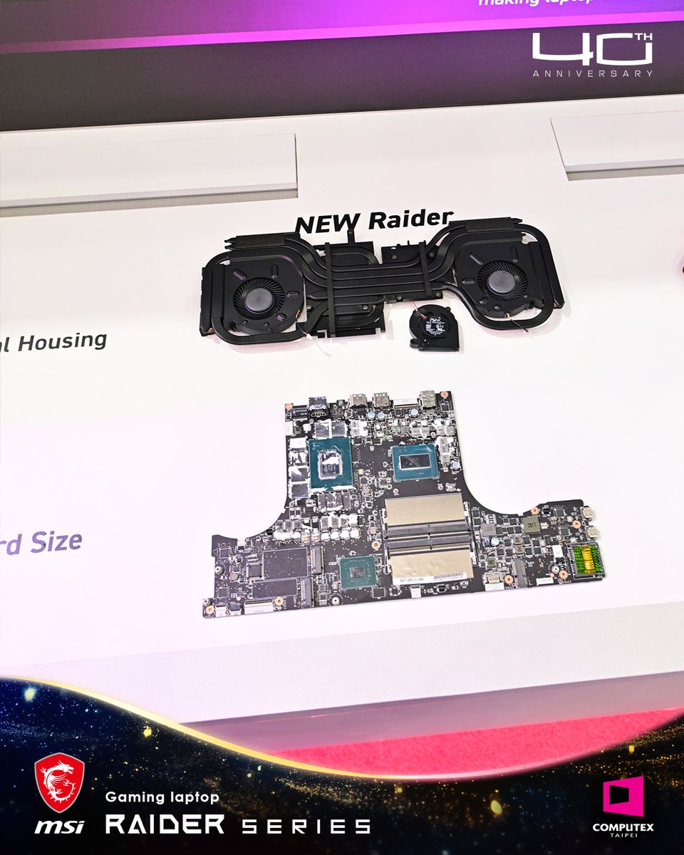 MSICanada's tweet photo. Unleash up to 300W of CPU+GPU power with the new Raider 16 Max HX B2W! 🔥 A redesigned motherboard allows for a 54% larger thermal module, ensuring sustained peak performance for AAA gaming &amp; AI. 

#MSIxCOMPUTEX2026 #MSIRaider https://t.co/vHnz6gAIbe