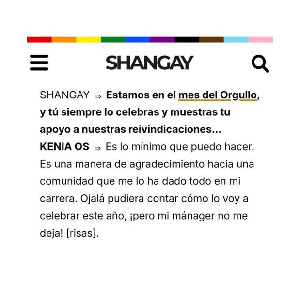 KeniaOs_Data's tweet photo. .@KeniaOS planea una sorpresa para el Mes del Orgullo. 

— “¡Ojalá pudiera contar cómo lo voy a celebrar este año, pero mi mánager no me deja!”. 🏳️‍🌈 https://t.co/4SCvXycJUO