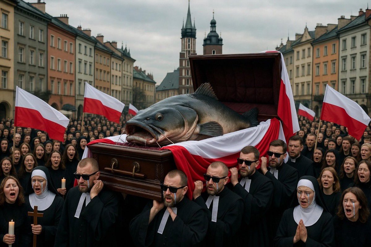 Deeteem1's tweet photo. Today we mourn Polands catfish that was assassinated by Ukrainians. Is this the final blow in polish Ukrainian relations? https://t.co/wtnnOVvNWF