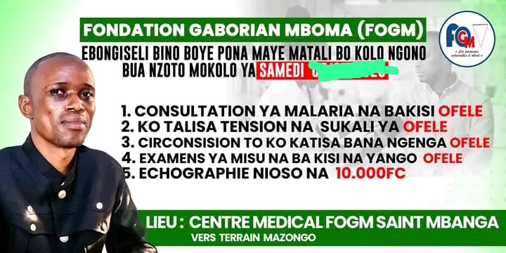 GradignanK18079's tweet photo. L'honorable @GaborienM à travers sa fondation #FOGM organise une campagne de santé gratuits ce samedi 06 juin. la campagne se tiendra au centre de la fondation (saint banga) au terrain Mazongo à kimbaseke @DeniseNyakeru @SuminwaJudith @fatshi13 @VitalKamerhe1 @rogerkamba @uncrdc https://t.co/gYIruMxJb8