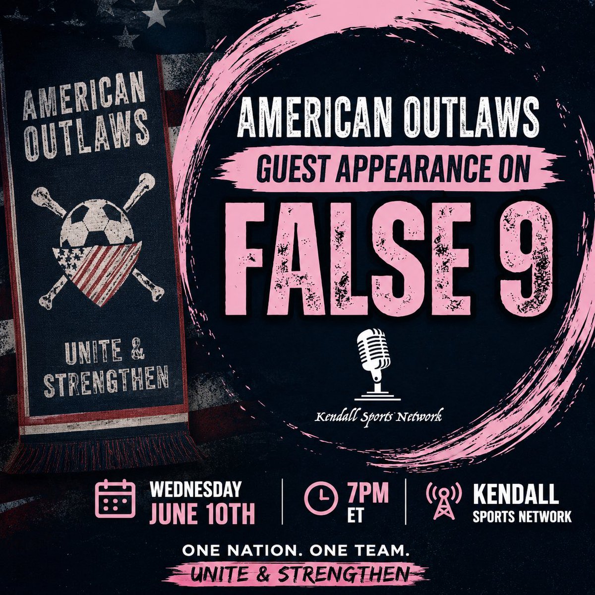 KSN_Sports_Net's tweet photo. The @FIFAWorldCup is Here Miami!
Are you watching on the couch or standing with the Outlaws?

Next Week American Outlaws Miami @AO_Miami join False9 to talk @USMNT soccer, supporter culture, and where fans can be part of the action. Don’t be a couch potato! Be an Outlaw!!! 🇺🇸 https://t.co/cNfEENObaD