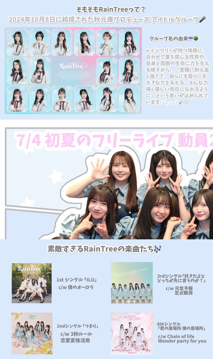 umichiban's tweet photo. ╭━━━━━━━━━━━━━━━━╮        
♡  #RainTree ってどんなグループ？  ♡
╰━ｖ━━━━━━━━━━━━━━╯

7/4の2500人達成に向けて 
 #ステマシート を作成しました^ᴗ ᴗ^ᶻ𝗓 
TAP推奨です🪄⋆꙳

#レインツリー初夏のフリーライブ https://t.co/S30NKToiOX