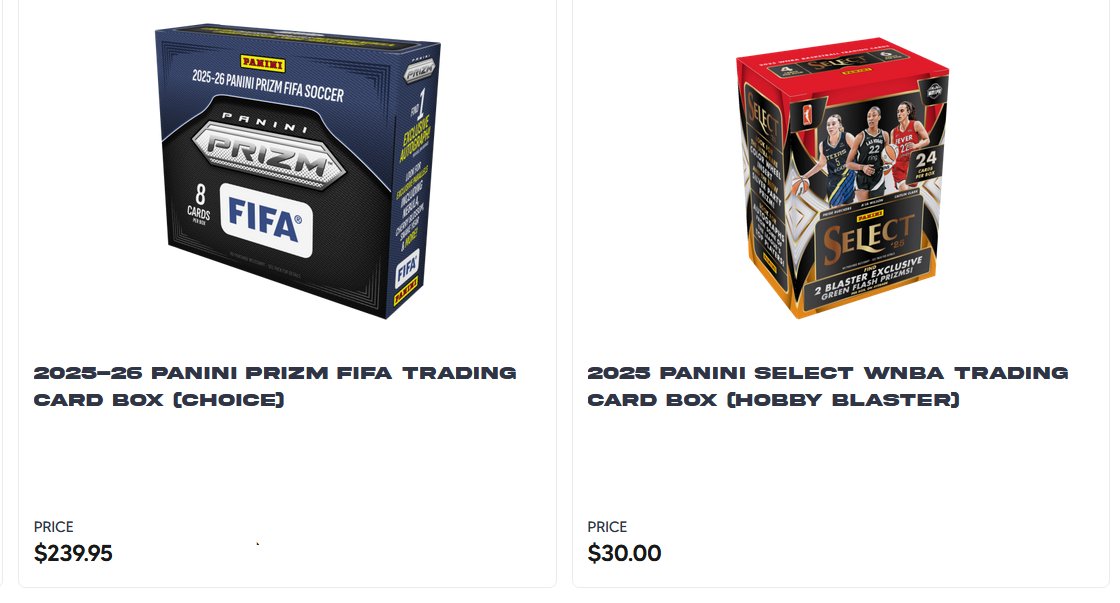 CardPurchaser's tweet photo. Two releases on the Panini website today https://t.co/xvFpivxH7u