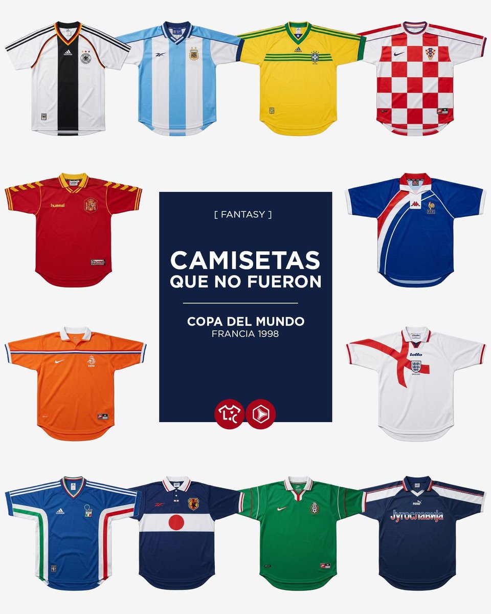 LaCasacaBlog's tweet photo. Volvieron los posts de #DiseñosFantasy:
160 CAMISETAS QUE NO FUERON del Mundial FIFA 98'. #Proyecto98

Parte 1 de 2.