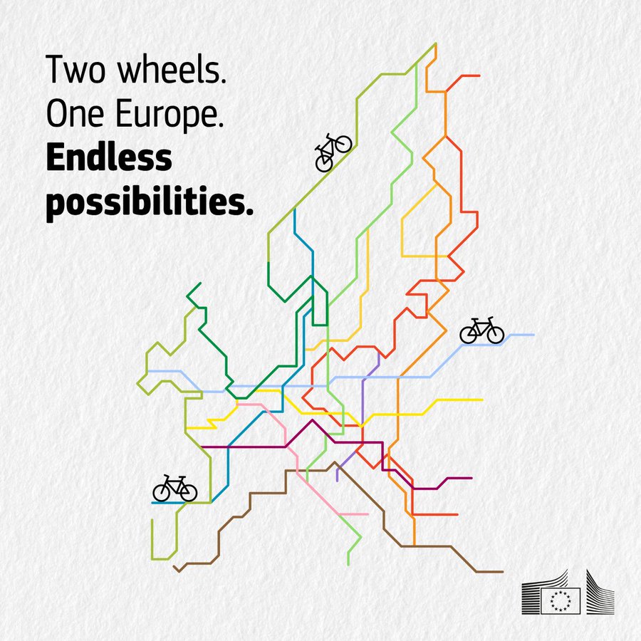 EU_UNGeneva's tweet photo. Two wheels. One Europe. Endless possibilities.

By creating safer cycling networks, more bike spaces on cross-border trains &amp; more, the EU makes it easier than ever to ditch the car keys and hop on your bike🚵

Discover the EU's most scenic bike paths: https://t.co/ElM9g4CbeJ https://t.co/MTYCIrkGn0