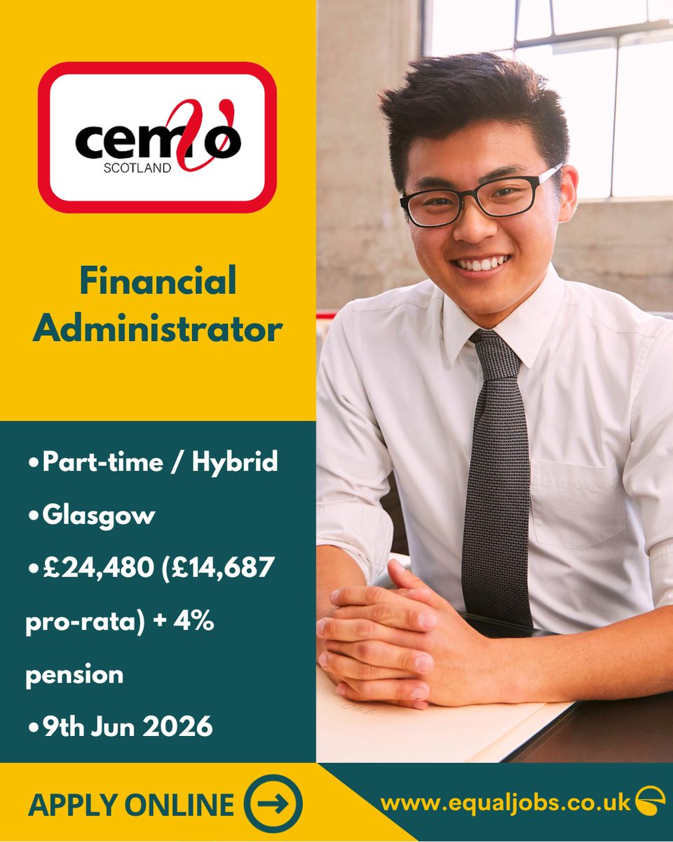 EqualJobsUK's tweet photo. There’s still time to apply for this incredible Financial Capability Officer role at @cemvoscot!

@lomondtrossachs 
@ChangeworksUK 

Follow the link to apply:
https://t.co/g0V2pooiI7

#FinancialCapability #Finance #FinancialJob #Charity #ThirdSecotorScotland #Jobs2026 #Glasgow https://t.co/5AHd0WvvmG
