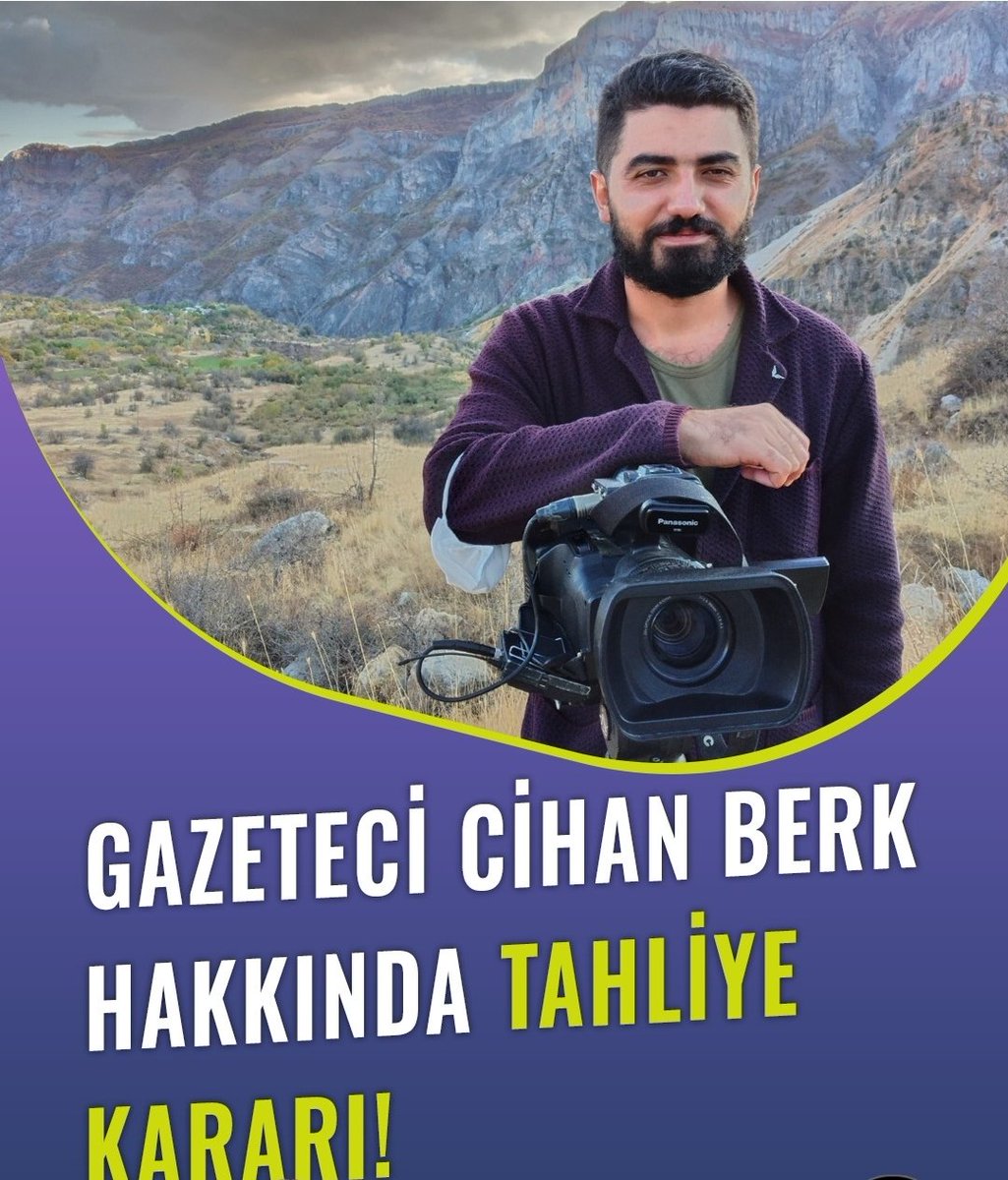selman_yesilgoz's tweet photo. Geçmiş olsun sevgili Cihan, hoşgeldin aramıza. 

Yaptığı haberlerden dolayı tutuklu yargılanan gazeteci #CihanBerk, bugün yapılan duruşmada ‘Örgüt üyeliği’nden 6 yıl 3 ay hapis cezası verilerek ve yurtdışı yasağı konularak tahliye edildi. https://t.co/9JLhwaIyCP