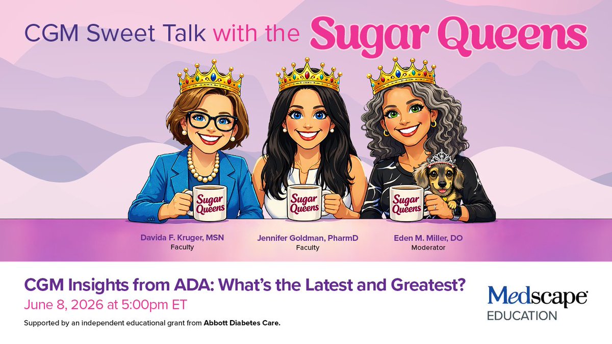 MedscapeNurses's tweet photo. Ready to transform your glucose management approach? 

Join our expert panel for a clinical deep dive into cutting-edge CGM data and real-world applications fresh from ADA 2026. Discover the innovations reshaping diabetes care today!

🗓️ June 8th
⏰ 5:00pm ET
🔗 https://t.co/OobYemIdE5

#CGM #ADA2026 #MedEd