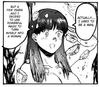 Myceliumsoul's tweet photo. dorohedoro does not pass the 'good trans story' test because it directly has a character mention that she transitioned https://t.co/Nw5yvoiGgE