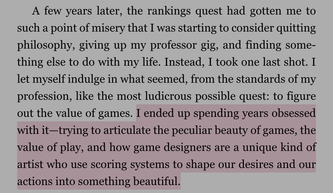 startuployalist's tweet photo. “…trying to articulate the peculiar beauty of games, the value of play, and how game designers are a unique kind of artist who use scoring systems to shape our desires and our actions into something beautiful.” https://t.co/qV8WNjYsQb