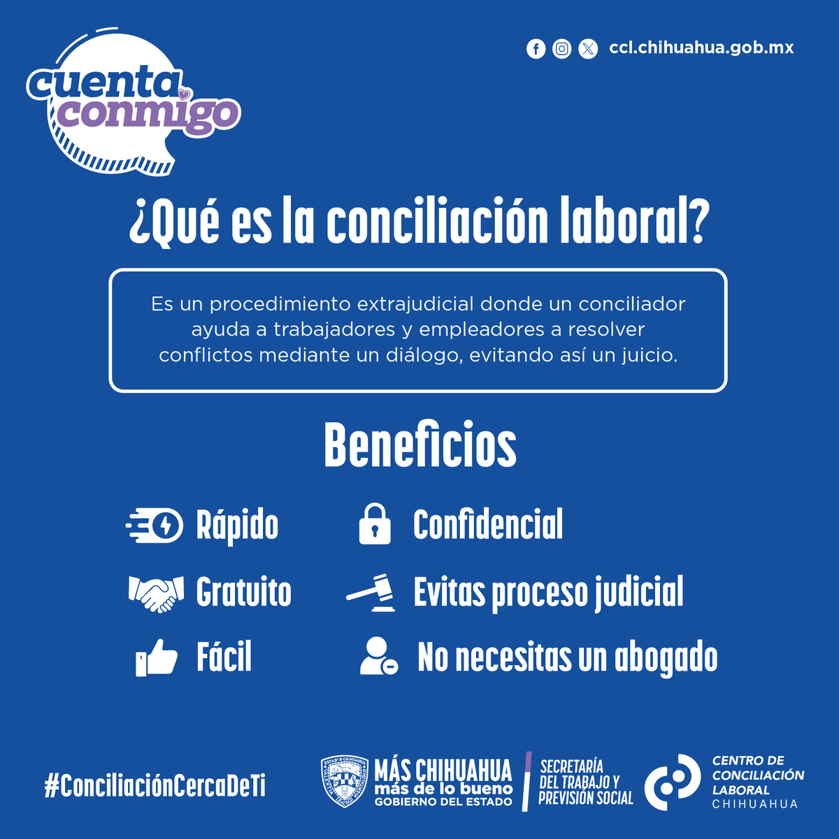 cclchih's tweet photo. En el #CCLCHIH, resolverán tu conflicto laboral y facilita la negociación entre empleadores y trabajadores para evitar llegar a juicios, buscando acuerdos justos y equitativos.

¡Agenda tu cita ➡ https://t.co/PZpm7sVz8x! https://t.co/r3wEq9kIdB