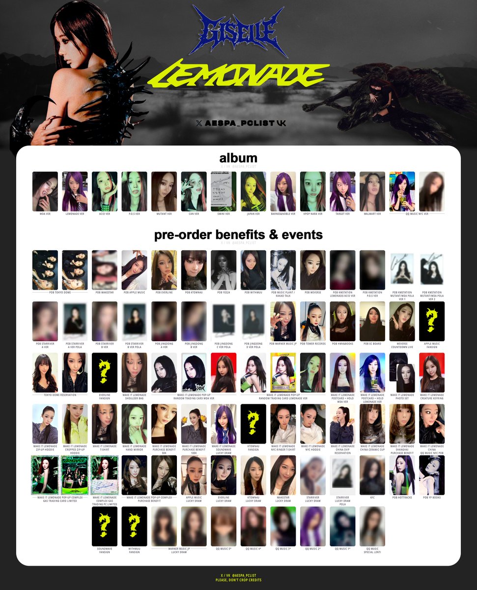 【専用出品】ポスター　5枚まとめうり LEMONADE KARINA, GISELLE, WINTER, NINGNING PC LIST / TEMPLATE full