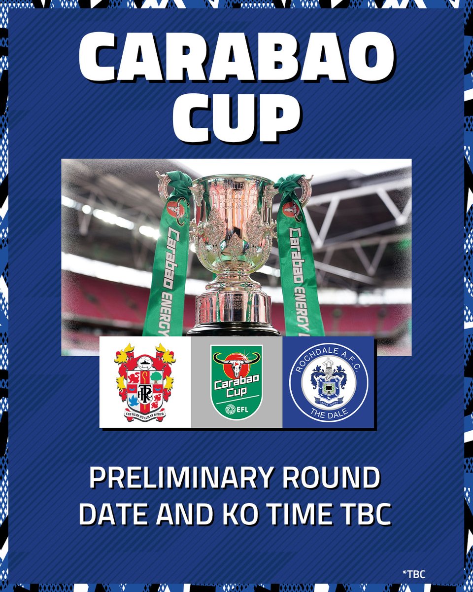 officiallydale's tweet photo. We will face Tranmere Rovers away from home in the @Carabao_Cup Preliminary Round 🏆

A date and kick-off time for the tie will be confirmed in due course. 

#rafc https://t.co/bV3McEC7lL