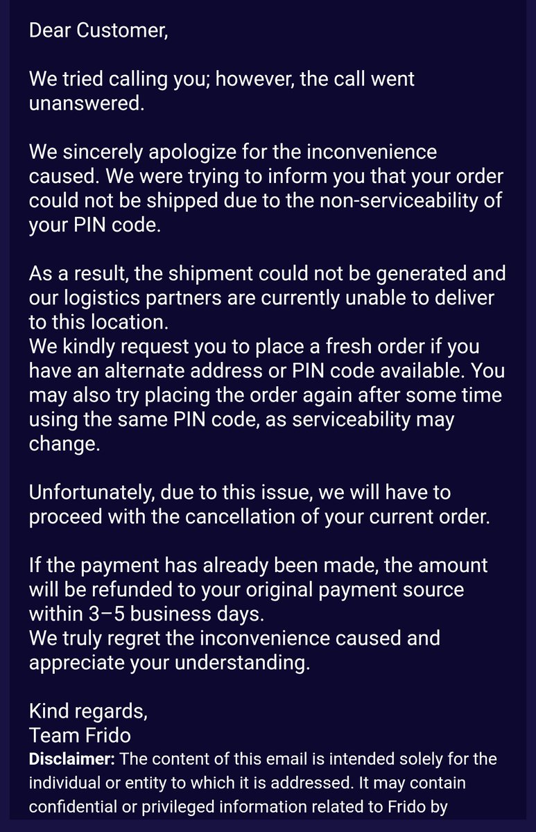RewardsEngineer's tweet photo. Why on earth you can't ship orders to Delhi-NCR!
Not cool @myfrido @ganeshsonawane https://t.co/8uwhAap5kH