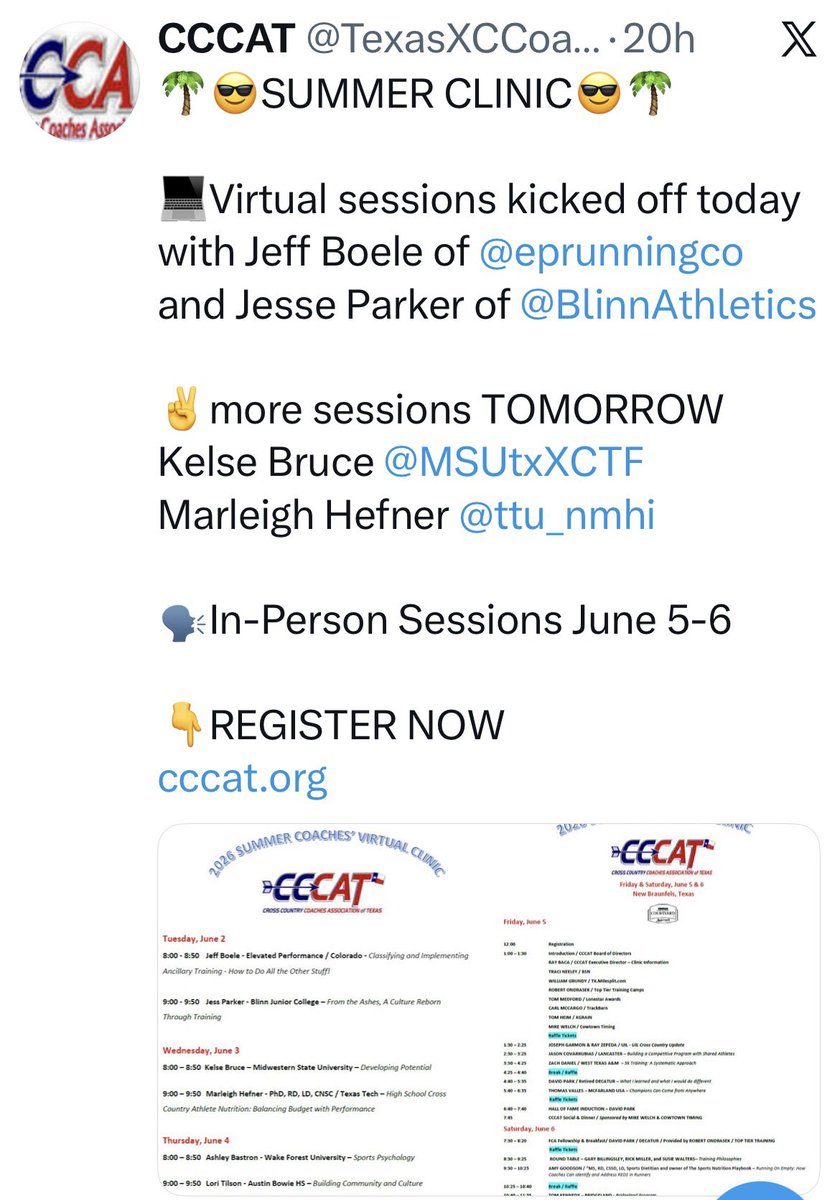 LadyEagleCC's tweet photo. Proud Lady Eagle Program moment!
Lady Eagle Alum Dr. Marleigh Hefner presented today to the Cross Country Coaches Association of Texas @ their annual Summer Clinic
Her talk on Nutrition w/ Budget concerns was EXCELLENT!
We are so proud of Marleigh 
PURPLE PRIDE NEVER DIES!!!
👊🏽💜 https://t.co/mmg8moZRfE