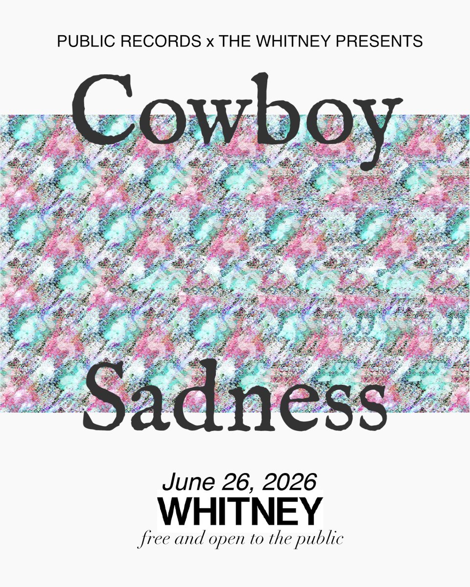 theantlers's tweet photo. *FREE* Cowboy Sadness show on 6/26 at @whitneymuseum c/o Public Records (@233butler) 

Sets at 6:30p and 8p, so time your RSVP accordingly

RSVP:
https://t.co/1KH9sCx2ve https://t.co/sbDz1vf8Sa