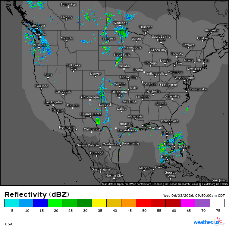 WeatherdotUS's tweet photo. Here's a look at the continental USA radar composite this morning as risk of severe thunderstorms continues today, primarily in the Plains:

https://t.co/XTpV7fwx9t

TT https://t.co/QdEyt7eg5h
