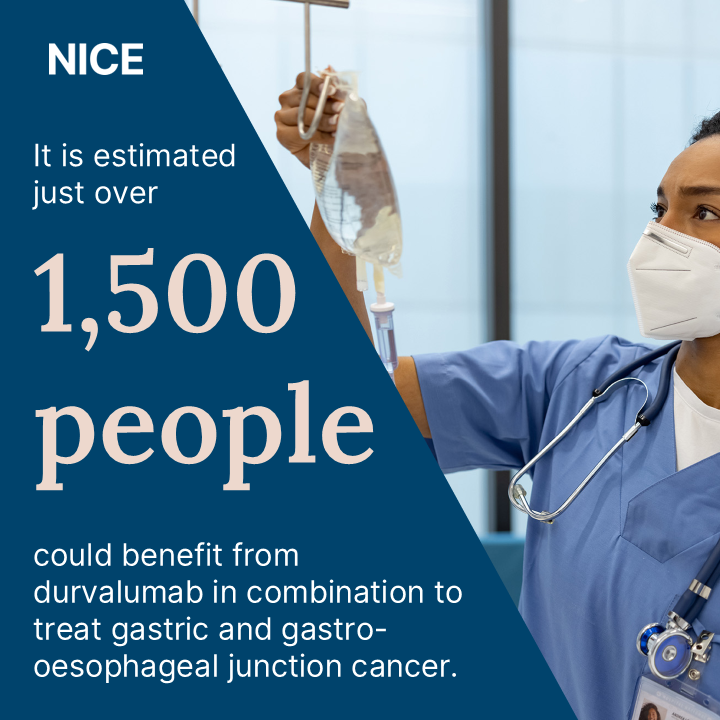 NICEComms's tweet photo. The first immunotherapy for people with an aggressive form of stomach cancer has been recommended in final guidance published today.

Durvalumab is recommended for over 1,500 people a year: https://t.co/lrwEKs6mhz https://t.co/CZFut14Fl7